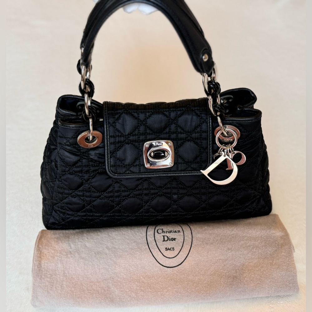 ᴿᵃʳᵉ ✨CHRISTIAN DIOR Satin Cannage Charm Lock Shoulder Bag